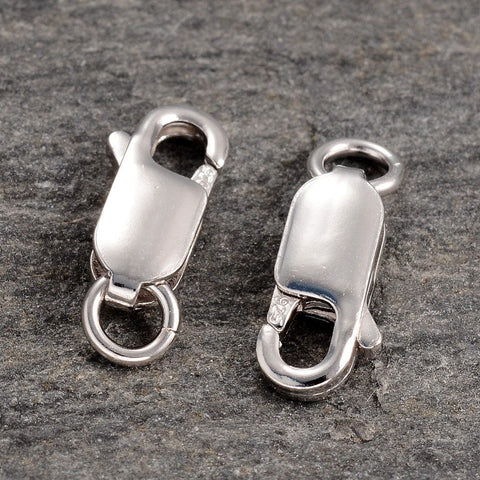 Anti-Tarnish Rhodium Plated 925 Sterling Silver Lobster Claw Clasps, Platinum Anti-Tarnish Rhodium Plated 925 Sterling Silver Lobster Claw Clasps, Platinum