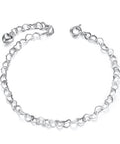 Attractive Rhodium Plated 925 Sterling Silver Bracelets, Heart, Platinum,(195mm) Attractive Rhodium Plated 925 Sterling Silver Bracelets, Heart, Platinum,(195mm)