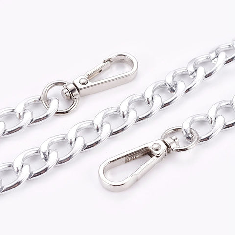 SILVER Bag Strap Chains, with Aluminum Curb Link Chains and Alloy Swivel Clasps, 40cm Bag Strap Chains, with Aluminum Curb Link Chains and Alloy Swivel Clasps, 40cm