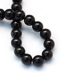 Baking Painted Pearlized Glass Pearl Round Bead Strands, Black Baking Painted Pearlized Glass Pearl Round Bead Strands, Black