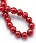 Baking Painted Pearlized Glass Pearl Round Bead Strands, Fire Brick Size: about 14mm Baking Painted Pearlized Glass Pearl Round Bead Strands, Fire Brick Size: about 14mm