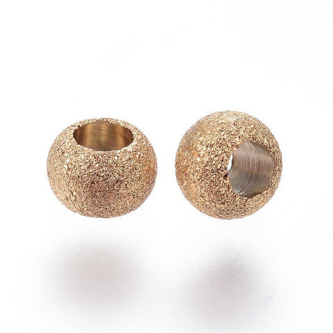 Balzar Crafts ION GOLD PLATED 304 Stainless Steel Stardust Spacer Beads, Round, 4mm