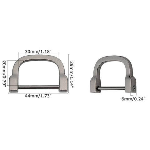 Balzar Crafts Store 29x44x6mm Alloy D Rings, Buckle Clasps, for Webbing, Strapping Bags, Garment Accessories, Gun Metal