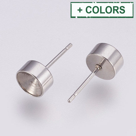 Balzar Crafts Store 304 Stainless Steel 6mm Stud Earring Settings – Flat Pad