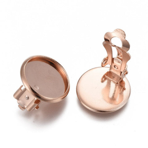 Balzar Crafts Store 304 Stainless Steel Clip-On Earring Settings Rose Gold 12mm