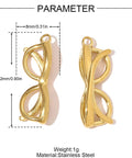 Balzar Crafts Store 304 Stainless Steel Glasses Charm 18K Gold Plated 22mm Pendant