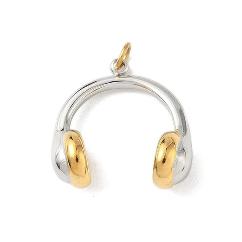 Balzar Crafts Store 304 Stainless Steel Headphone Charm – Gold or Platinum Plated Pendant