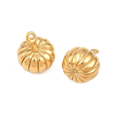 Balzar Crafts Store 304 Stainless Steel Pumpkin Charms – IP Plated, 14.5×11mm