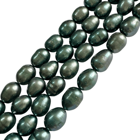 Balzar Crafts Store GREEN Freshwater Rice Pearls 7-8mm – Natural Pearl Beads, 0.8mm Hole