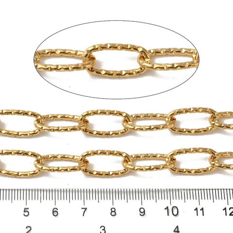 Balzar Crafts Store Ion Plated 304 Stainless Steel Oval Link Chains, Unwelded, Real 18K Gold Plated