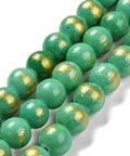Balzar Crafts Store LIGHT SEA GREEN Natural Mashan Jade Beads 10mm Round  Gold Foil – Dyed Gemstone Jewelry Beads