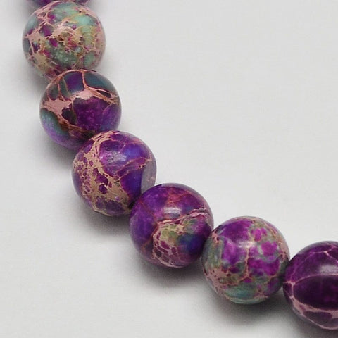Balzar Crafts Store Natural Imperial Jasper Round Beads – Dyed Purple 6mm Gemstone