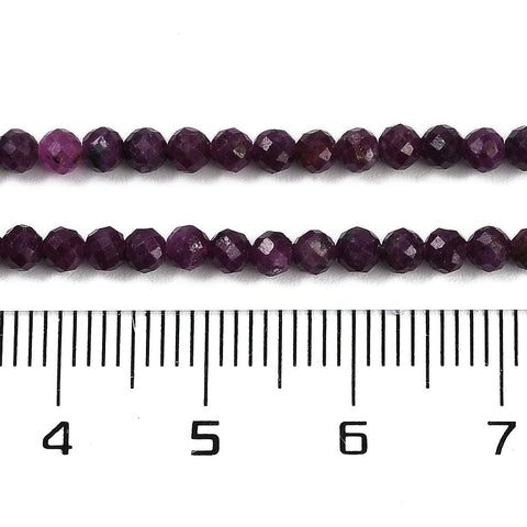 Balzar Crafts Store Natural Ruby Beads Strands, Grade AA, Faceted, Round, 3mm