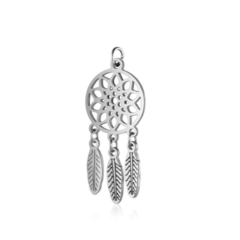 Balzar Crafts Store Non-Tarnish 304 Stainless Steel Pendants, Web Feather, 32x14x1mm