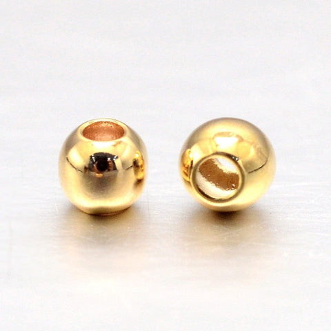 Balzar Crafts Store Real 18K Gold Plated Brass Round Spacer Beads 2mm | Making Supplies | Small Spacer Beads for Bracelets & Necklaces