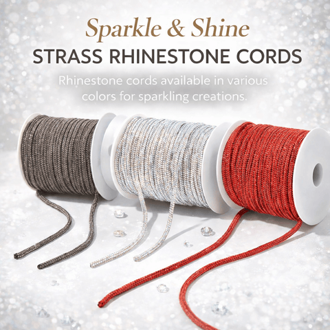 Balzar Crafts Store Rhinestone Cord with SS4 Crystals | Sparkling Craft Trim, 4mm