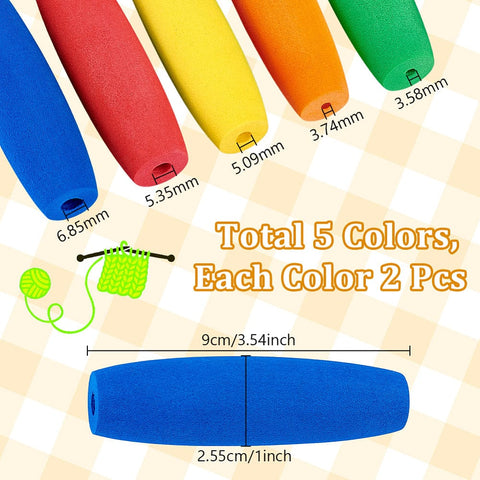 Balzar Crafts Store Set of 10 pieces EVA Crochet Hook Handle, Rice, Mixed Color, 90x25.5mm,