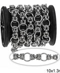 Balzar Crafts Store Stainless Steel Link Chain with Ring 10x1.3mm and Byzantine Chain 6mm