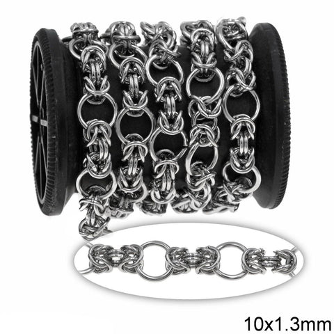 Balzar Crafts Store Stainless Steel Link Chain with Ring 10x1.3mm and Byzantine Chain 6mm
