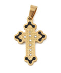 Balzar Crafts Store STYLE A / 29x18x2.5mm Ion 18k Gold Plated 304 Stainless Steel Enamel Rhinestone Pendants, Cross Charms