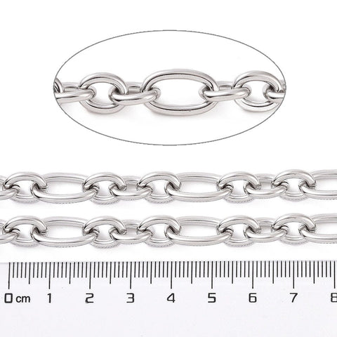 Balzar Crafts Store Tarnish Resistant 304 Stainless Steel Figaro Chains, Unwelded