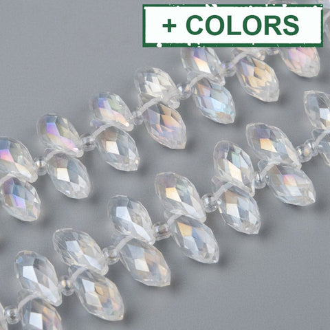 (BD9039-14) Crystal Glass Beads , Faceted, Teardrop, 6x13mm (1 STR) (BD9039-14) Crystal Glass Beads , Faceted, Teardrop, 6x13mm (1 STR)