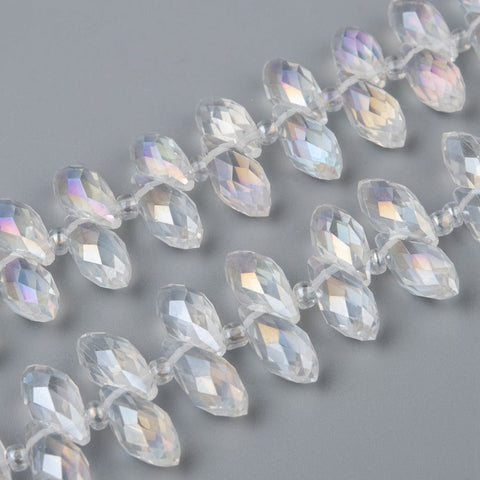 CLEAR AB (BD9039-01) (BD9039-14) Crystal Glass Beads , Faceted, Teardrop, 6x13mm (1 STR) (BD9039-14) Crystal Glass Beads , Faceted, Teardrop, 6x13mm (1 STR)