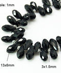 BLACK (BD9039-14) (BD9039-14) Crystal Glass Beads , Faceted, Teardrop, 6x13mm (1 STR) (BD9039-14) Crystal Glass Beads , Faceted, Teardrop, 6x13mm (1 STR)