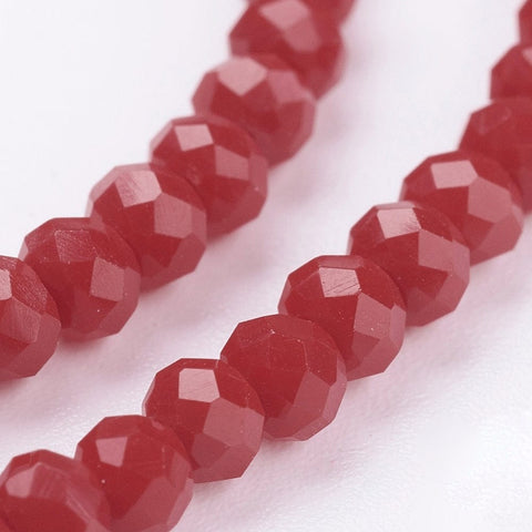 FIREBRICK (BE2822-29) (BE2822-X) Imitation Jade Glass Beads Faceted, Rondelle 3.5x2.5~3mm (1 STR) (BE2822-X) Imitation Jade Glass Beads Faceted, Rondelle 3.5x2.5~3mm (1 STR)
