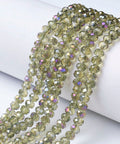 DARK KHAKI / HALF RAINBOW PLATED (BE8700-F02) (BE8700-X) Electroplate Transparent Glass Beads Half Plated, Faceted, Rondelle, 6x5mm (1 STR) (BE8700-X) Electroplate Transparent Glass Beads Half Plated, Faceted, Rondelle, 6x5mm (1 STR)