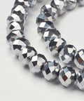 (BE8756-S) Electroplate Glass BeadS Faceted, Rondelle, Silver Plated 10x7mm (1 STR) (BE8756-S) Electroplate Glass BeadS Faceted, Rondelle, Silver Plated 10x7mm (1 STR)