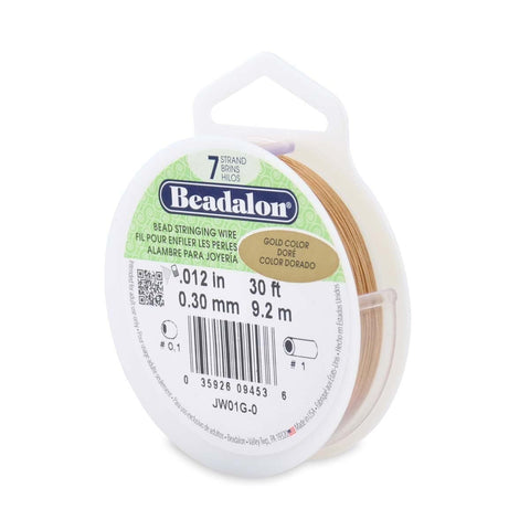 Beadalon Beadalon 7‑Strand .012″ (0.30 mm) Gold‑Color Stainless Steel Beading Wire – 30 ft Spool