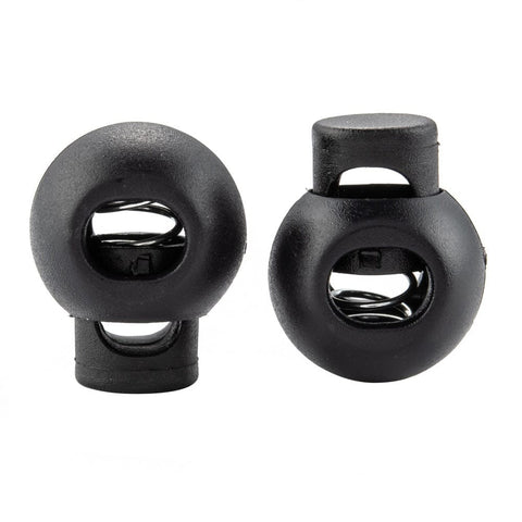 BeadsBalzar Beads & Crafts 1-Hole Iron Spring Loaded Plastic Round Buckle Cord Toggle Lock Stoppers Luggage Backpack Straps, Survival Bracelet Clasps, 18x22mm