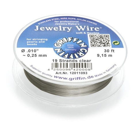 BeadsBalzar Beads & Crafts (12011093) Griffin Jewelry Wire 19 strands clear , Stainless Steel , Nylon Coated (9.15 Mtrs)