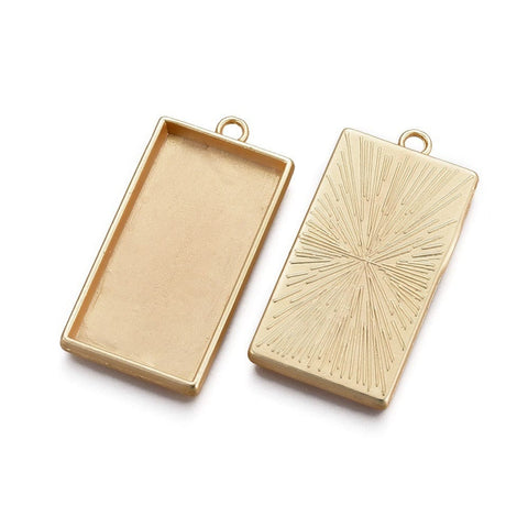BeadsBalzar Beads & Crafts 18K Gold Plated Alloy Pendant Cabochon Settings – Plain Edge Bezel Cups, Matte Gold