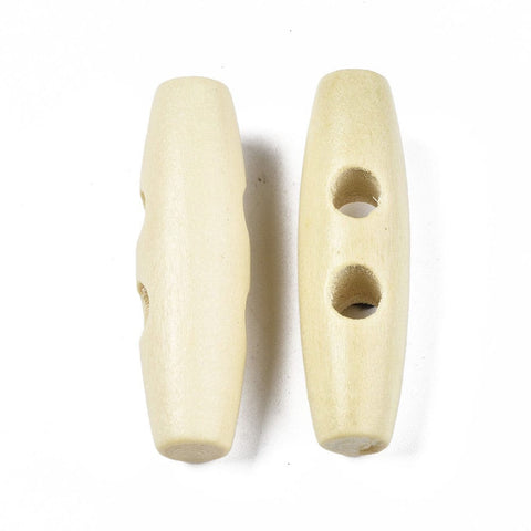 BeadsBalzar Beads & Crafts 2-Hole Wooden Buttons, Oval, Pale Goldenrod 39.5x12mm