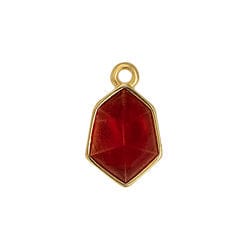 BeadsBalzar Beads & Crafts 24kt.GD.PL./ SOFT RED (GQC8961-GSR) (GQC8961-X) Alloy Motif hexagon conical setting pendant 11x17mm (2 PCS)