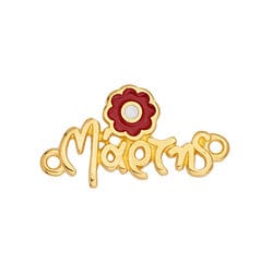BeadsBalzar Beads & Crafts 24KT.GOLD PLATED/RED (GQM9161-RG) (GQM9161-X) Alloy Motif Μάρτης with daisy with 2 rings 26x13mm (1 PC)