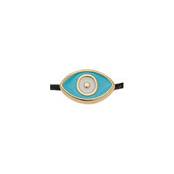 BeadsBalzar Beads & Crafts 24KT.GOLD PLATED/TURQUOISE (GQE9163-TG) (GQE9163-X) Alloy Eye bead 11x7mm Hole: 1.5mm (2 PCS)
