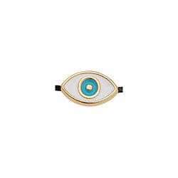 BeadsBalzar Beads & Crafts 24KT.GOLD PLATED/WHITE (GQE9163-WG) (GQE9163-X) Alloy Eye bead 11x7mm Hole: 1.5mm (2 PCS)