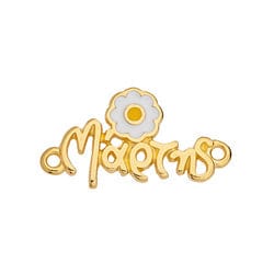 BeadsBalzar Beads & Crafts 24KT.GOLD PLATED/WHITE (GQM9161-WG) (GQM9161-X) Alloy Motif Μάρτης with daisy with 2 rings 26x13mm (1 PC)