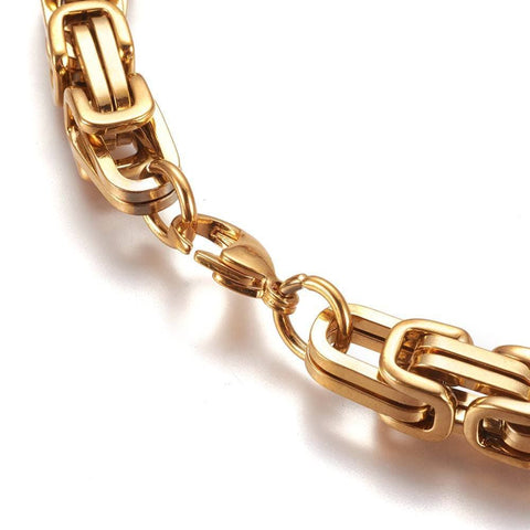 BeadsBalzar Beads & Crafts 304 Stainless Steel Byzantine Chain Necklace, Golden, 23.82 inch(60.5cm)