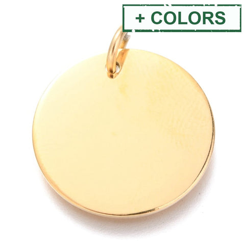 BeadsBalzar Beads & Crafts 304 Stainless Steel Charms | Flat Round Blank Stamping Tags with Jump Rings