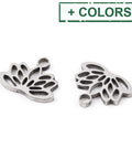 BeadsBalzar Beads & Crafts 304 Stainless Steel Charms, Lotus Charms, 7.5x9.5x1mm