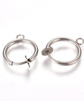 BeadsBalzar Beads & Crafts 304 Stainless Steel Clip-on Earring Findings, For Non-pierced Ears, 17x13x4.5mm