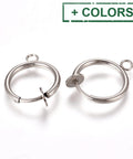 BeadsBalzar Beads & Crafts 304 Stainless Steel Clip-on Earring Findings, For Non-pierced Ears, 17x13x4.5mm