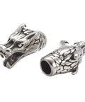 BeadsBalzar Beads & Crafts 304 Stainless Steel Cord Ends, End Caps, For Leather Cord Bracelets Making, Dragon Head, Antique Silver, 23x14x10mm