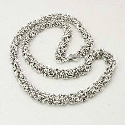 BeadsBalzar Beads & Crafts 304 Stainless Steel Necklace Men's Byzantine Chain Necklaces, 22.44 inch(57cm)