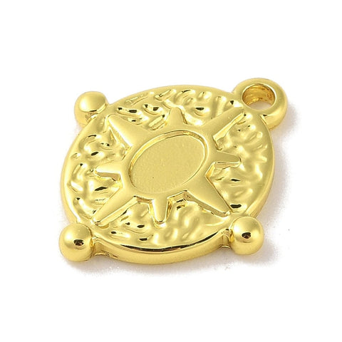 BeadsBalzar Beads & Crafts 304 Stainless Steel Pendant Cabochon Settings, Oval with Sun, 18x20.5mm