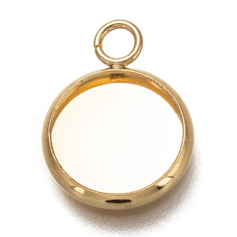 BeadsBalzar Beads & Crafts 304 Stainless Steel Pendant Cabochon Settings, Plain Edge Bezel Cups, Flat Round